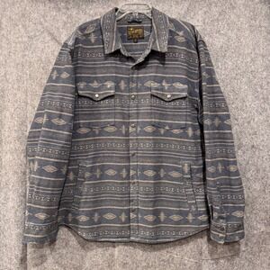 Lucky Brand Southwestern Aztec Chamois Flannel‎ Snap Shirt Jacket Mens XXL